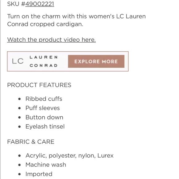 NWT••LC LAUREN CONRAD // light blue / sparkle / oversized cardigan - Picture 7 of 16